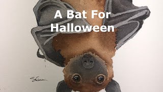 Vampire? Bat in Watercolor For Halloween