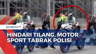 Detik-Detik Pengendara Motor Sport Tabrak Polisi di Berau