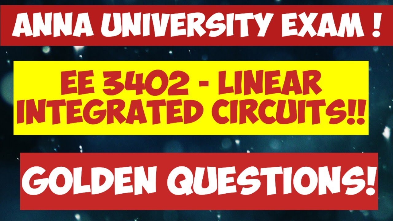 Ee3402 Linear Integrated Circuits 4th Semester 2marks 13marks 15marks