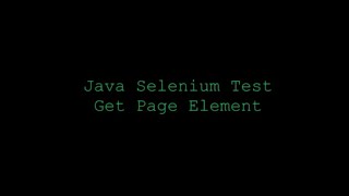 Java Selenium Test Get Page Element