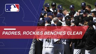 Benches clear between Padres and Rockies