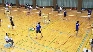 SSP杯バドミントン男子ダブルス2回戦　田中・津村(佐賀工)　対　稗田・城戸(唐津南)　　旭学園体育館8コート