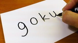 How to turn words GOKU（DRAGON BALL）into a Cartoon -  Drawing doodle art on paper