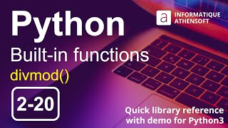 Python how to use divmod() | built-in function | quick library reference with demo 2-20