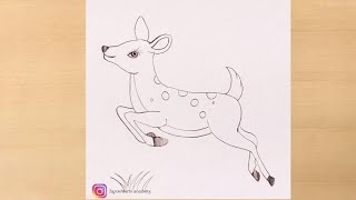 Running Baby Deer pencildrawing@Taposhikidsacademy