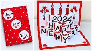 DIY Happy New Year greeting card 2024 / New year 3D pop up card / How to make new year card