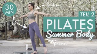 PILATES SUMMER BODY Teil 2 🏖️ 30 Min. für Beine, Po & Rücken | Ohne Equipment