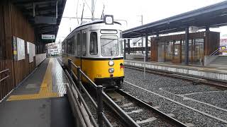 福井鉄道（735号機）通称：レトラム…田原町駅ヲ発車ス。