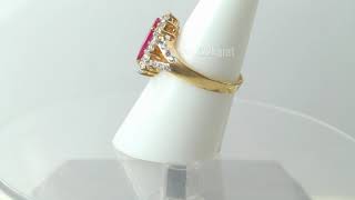 Big Ruby Studded Solid Gold Ladies Ring Diamond Cut Forever22karat #R1688