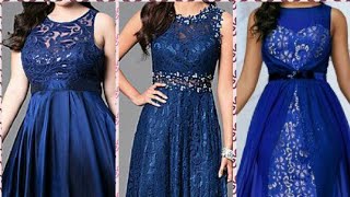 New designer blue net fabric gown dress/net gown/latest gown dress 2020