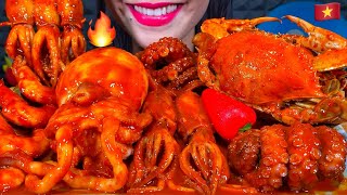 ASMR SPICY SEAFOOD BOIL *makanan laut pedas* 먹방 MUKBANG MASSIVE Eating Sounds