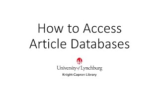 How to Access Article Databases