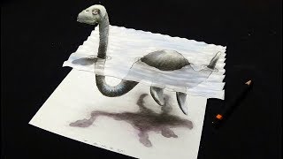 Special 3D Effect - Drawing Loc Ness Monster - Trick Art by Vamos