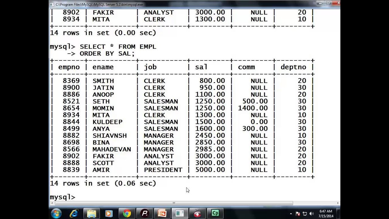 MYSQL: Order By Clause - YouTube