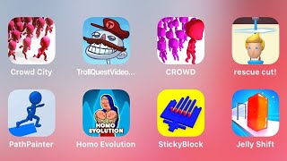 Crowd City, Troll Quest Video Games, Crowd, Rescue Cut, Path Painter, Sticky Block, Jelly Shift