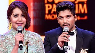 Allu Arjun makes his fans go crazy with his speech and Raashi Khanna mesmerizes them with her talent