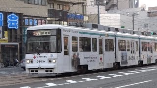 広島電鉄　3800形「日本赤十字社」ラッピング車両　土橋電停付近にて　20171128