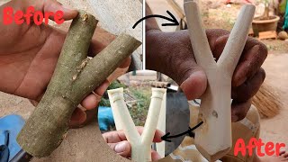 [D.I.Y] How to make Slingshot hand make/ដងចំពាមធ្វើដោយដៃពីដើមស្នាយ