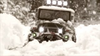 Tamiya CC-01 Toyota Land Cruiser in a snowy forest