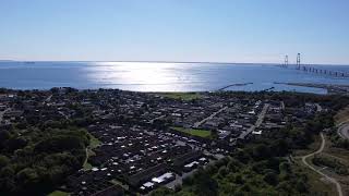 DRONE FLIGHT BY STOREBÆLTSBROEN HALSKOV KORSØR DANMARK