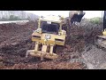 cat d6r bulldozer stuck in mud saving with excavator cat 320d