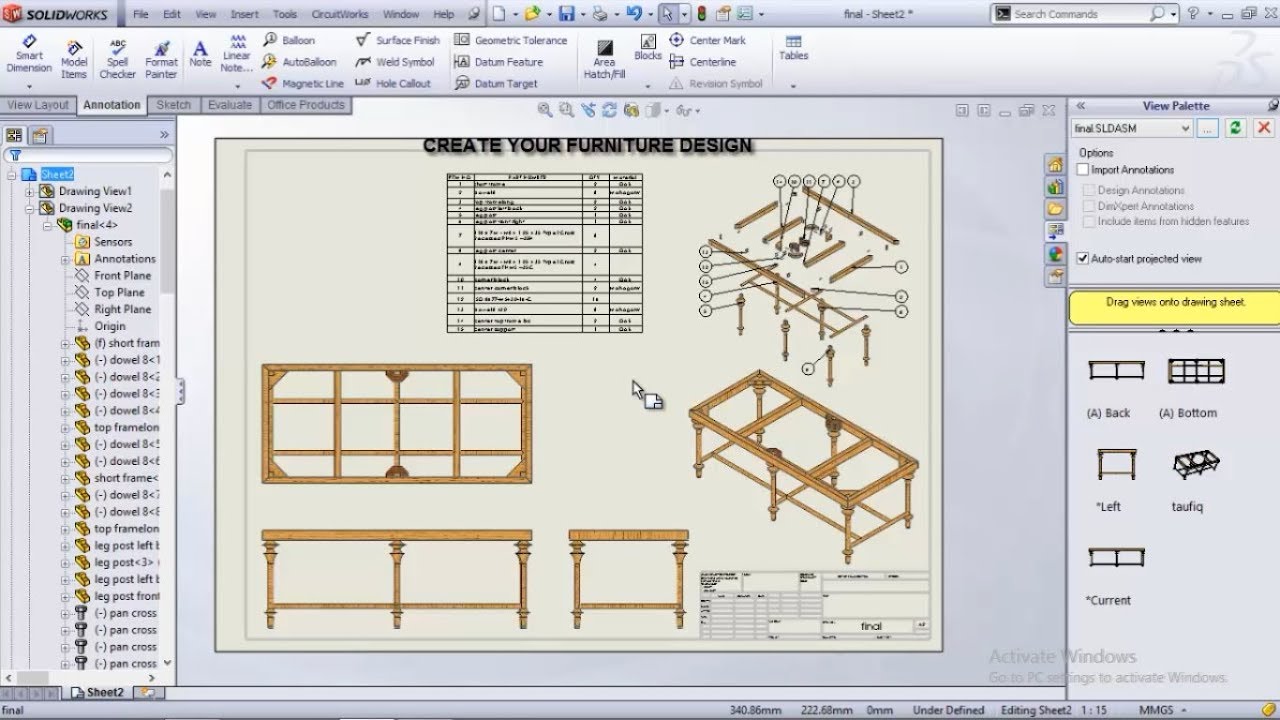 Furniture In Solidworks #1 - YouTube