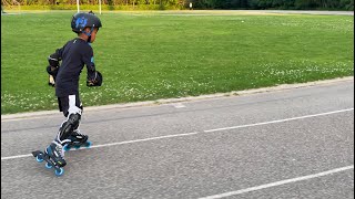 Ethan rollerblading - Bauer RH lil ripper adjustable skates