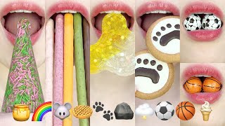 asmr EMOJI FOOD 🍯🌈🐭🧇🐾🪨🌩️⚽️🏀🍦이모지 먹방 eating sounds