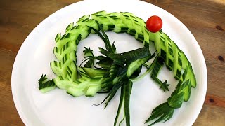 Art In Cucumber Dragon | Vegetable Carving Garnish | ItalyPaul