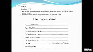 PET 2 Test 1 part 3 questions 14-19