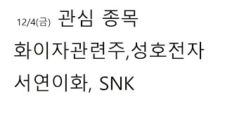 12.4(금) 관심 종목 - 화이자관련주,성호전자,에스씨디,서연이화,SNK