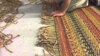 Fringe repair on a jute rug