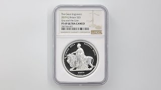 2019 英国 ウナとライオン 5ポンド 銀貨 2オンス プルーフ NGC PF 69 UC 準最高鑑定 完全未使用品 元箱付 2869366-007