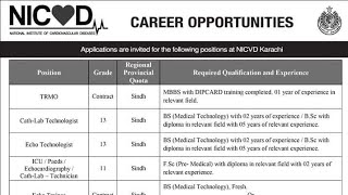 Nicvd jobs 2024 sindh  .