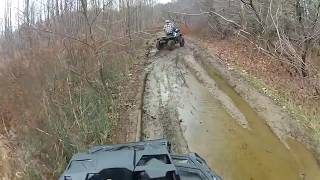 Late fall ATV trail ride, mud, steep hill climbs