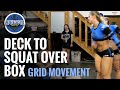 Deck to Squat Over Box - Grid League Movement - Burpee + Squat + Box Jump - Jessica Schwartz