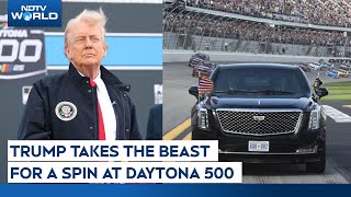 Trump At NASCAR Daytona 500 | Donald Trump's Motorcade 'The Beast' Races At Daytona 500