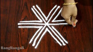 Simple Daily Kolams with 3*2 dots | Easy Rangoli Designs | 3 dots Muggulu | RangRangoli