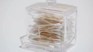 7 OZ Cotton Swab Pads Holder Cotton Buds Ball Dispenser Clear Apothecary Jar