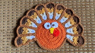 DIY How to crochet a Turkey Applique/Como tejer un Aplique de Pavo con crochet Fácil Paso a Paso