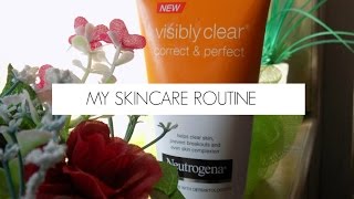 MY SKINCARE/FOUNDATION ROUTINE: NEUTROGENA VISIBLY CLEAR CORRECT \u0026 PERFECT SCRUB \u0026 CC CREAM REVIEW