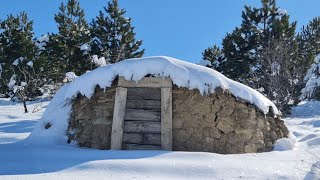 Stone house build, Preparation for winter in my stone house, Survival Bushcraft shelter, Solo camp.