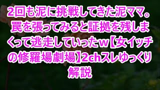 2回も泥に挑戦してきた泥ママ。罠を張ってみると証拠を残しまくって逃走していったｗ【女イッチの修羅場劇場】2chスレゆっくり解説