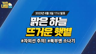 [내일날씨] 당분간 낮 기온 올라 덥겠음, 내일 오후 북부내륙 소나기. 6월 3일 17시 기준