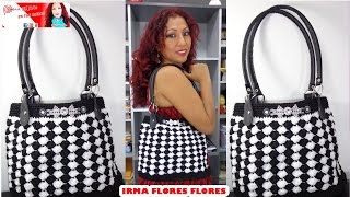 CARTERA  ELEGANTE EN BLANCO Y NEGRO TEJIDO A CROCHET PASO A PASO