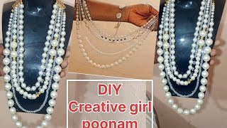 How to make pearls beads necklace making at home 🏠 Bridal necklace # Useful &easy 🙏