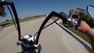 Riding a bike with huge ape hangers and bad steering stem bearings