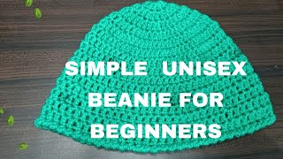 Simple Unisex Beanie For Beginners | Crochet Cap Tutorial | #crochetmitra #crochetbeanie #crochetcap