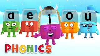 Phonics - Learn to Read | A, E, I, O, U | Learning Vowels | Alphablocks