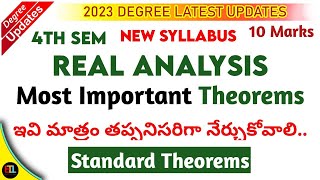 Real Analysis standard theorems UG 4th sem maths important theorems 100% pass strategy degree exams